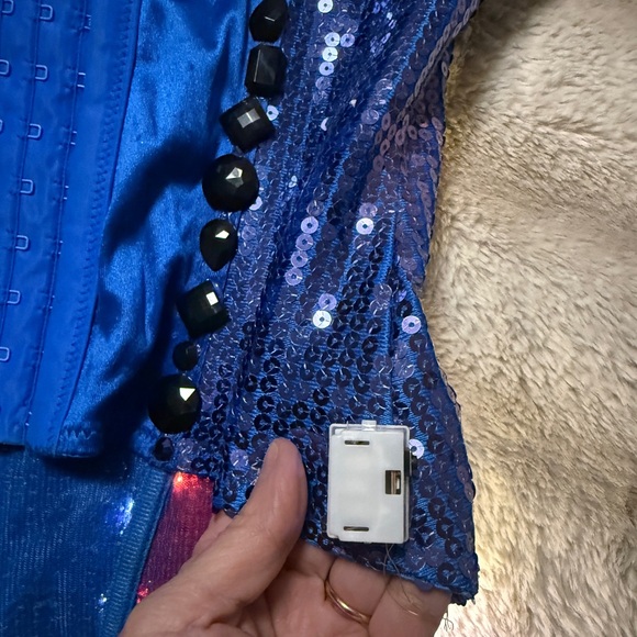 LED Halloween Costume Corset, Supergirl, Superhero, Size M, Sequins, Top, - Picture 8 of 16